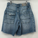 women Free People We the Free Boomerang High Rise Long Blue Shorts 25