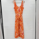 women Loft Paisley Knit Maxi Orange Dress L