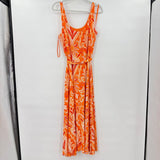 women Loft Paisley Knit Maxi Orange Dress L