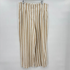 women J. Crew Outlet Striped Linen/Cotton Blend Tan & White Pants 12
