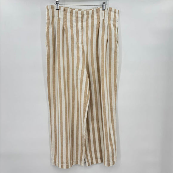 women J. Crew Outlet Striped Linen/Cotton Blend Tan & White Pants 12