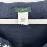 women J. Crew Linen Embroidered Tunic Navy Cream Woven Top 6