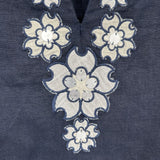 women J. Crew Linen Embroidered Tunic Navy Cream Woven Top 6