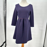 women Maeve - Anthro Brenna Jersey Knit Striped MSRP $128 Navy Rust Dress 8