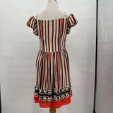 women Anna Sui x Target Silk Striped Pleated Cream Brown Orange Dress M
