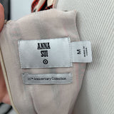 women Anna Sui x Target Silk Striped Pleated Cream Brown Orange Dress M