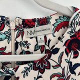 women Neiman Marcus Floral Sheer Sleeve Shift White Red Blue Dress 6