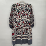 women Neiman Marcus Floral Sheer Sleeve Shift White Red Blue Dress 6