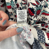 women Neiman Marcus Floral Sheer Sleeve Shift White Red Blue Dress 6