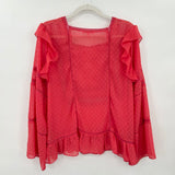 women Nanette Nanette Lepore Embroidered Squareneck Blouse Coral Woven Top XL