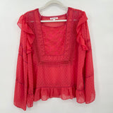 women Nanette Nanette Lepore Embroidered Squareneck Blouse Coral Woven Top XL
