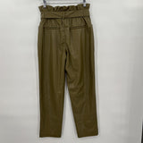 women Who What Wear NWT Vegan Leather Paperbag Trousers Olive Green Pants 2