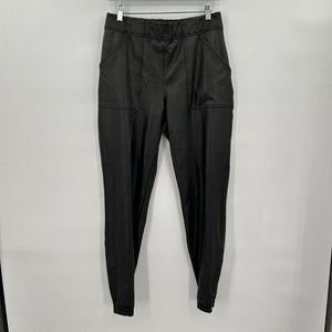 women Spanx Vegan Leather Joggers Black Pants L