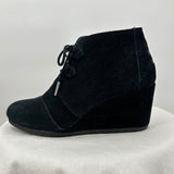 women Toms Suede Lace Up Wedges Black Shoes 9