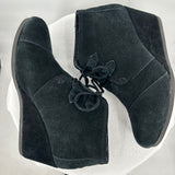 women Toms Suede Lace Up Wedges Black Shoes 9