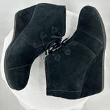 women Toms Suede Lace Up Wedges Black Shoes 9