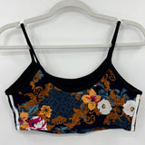 women Adidas Floral Print Sports Bra Blue Activewear L