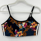 women Adidas Floral Print Sports Bra Blue Activewear L