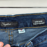 women Supplies High Rise Slim Straight Blue Jeans 8