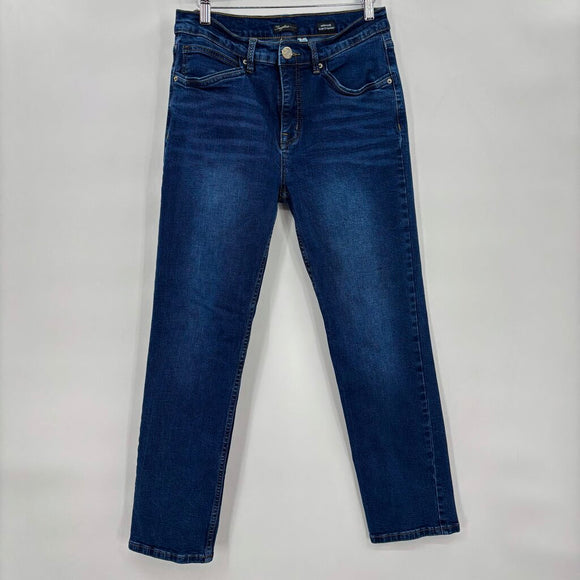 women Supplies High Rise Slim Straight Blue Jeans 8