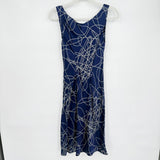 women Tocca Silk Line Print Navy Blue Dress S