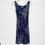women Tocca Silk Line Print Navy Blue Dress S