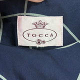 women Tocca Silk Line Print Navy Blue Dress S