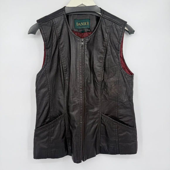 women Danier Leather Vest Brown Jacket M