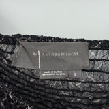 women Anthropologie Smocked Print Long Sleeve Gray Woven Top L