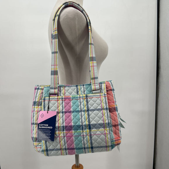 women Vera Bradley NWT Multi-Compartment Shoulder Bag Pastel Plaid Purse