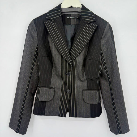 women NV Collection Mixed Stripe Blazer Black Jacket XS