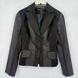 women NV Collection Mixed Stripe Blazer Black Jacket XS