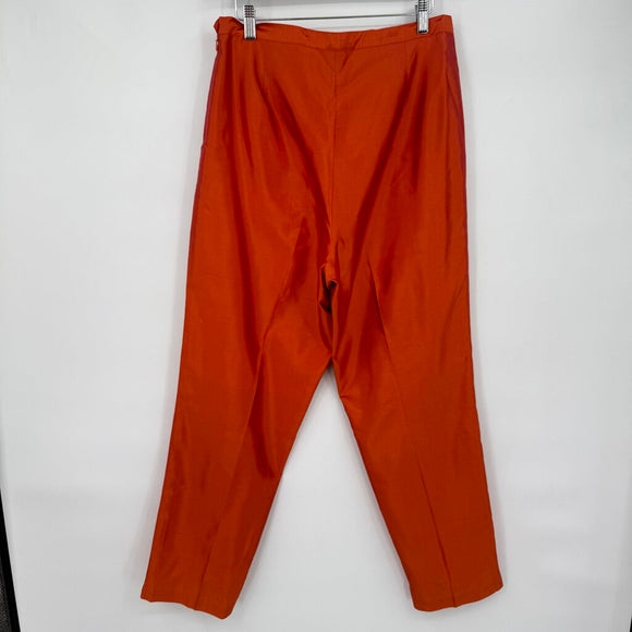 women Silkland Silk Dress Pants Orange Pants 10