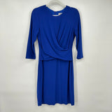 women Eliza J 3/4 Sleeve Knit Cobalt Blue Dress 12