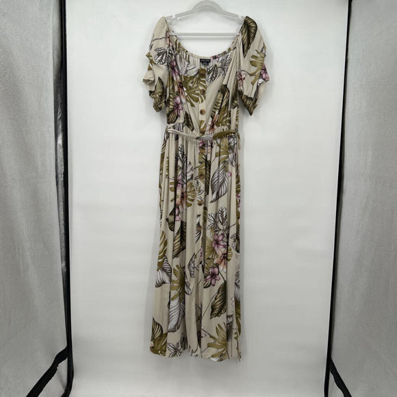 women City Chic NWT Hawaiian Print Maxi Lombok Cream Dress 16