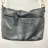 women Margot Leather Foldover Crossbody Black Purse