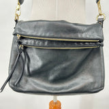 women Margot Leather Foldover Crossbody Black Purse