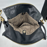 women Margot Leather Foldover Crossbody Black Purse