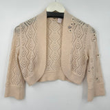 women Rebecca Taylor Pointelle Shrug Cardigan Ballet Pink Sweater M