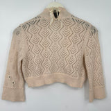 women Rebecca Taylor Pointelle Shrug Cardigan Ballet Pink Sweater M