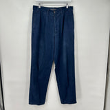 women Blanc Bleu Relaxed Tapered Fit Trousers Dark Blue Pants EU42/US31