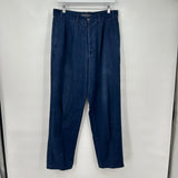 women Blanc Bleu Relaxed Tapered Fit Trousers Dark Blue Pants EU42/US31