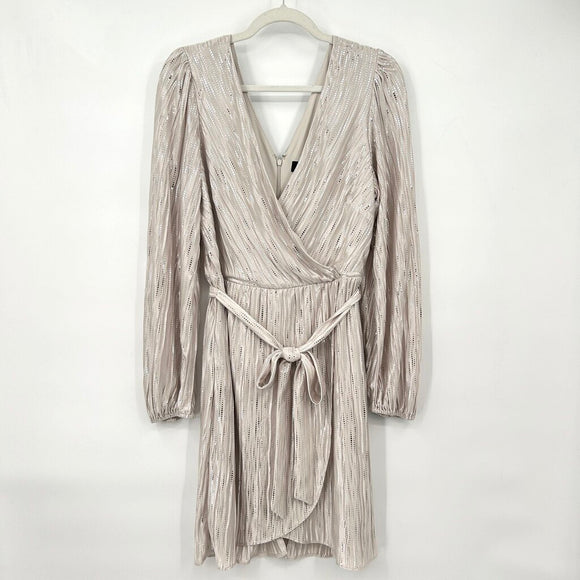 women Guess Silver Dot Pleated Dove Gray Dress 10