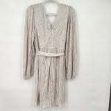 women Guess Silver Dot Pleated Dove Gray Dress 10