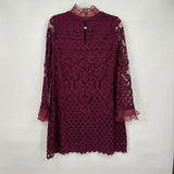 women Lulu's High Neck Lace Sheath Plum Dress M
