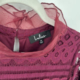 women Lulu's High Neck Lace Sheath Plum Dress M