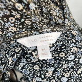 women Lauren Conrad Belted Floral Metallic Midi Black Gold Blue Dress M