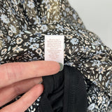 women Lauren Conrad Belted Floral Metallic Midi Black Gold Blue Dress M