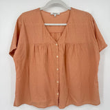 women Madewell Swiss Dot Cotton Blouse Dusty Peach Woven Top S