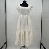 women Madewell Tie Back Flutter Sleeve Textured Midi Cream Dress S